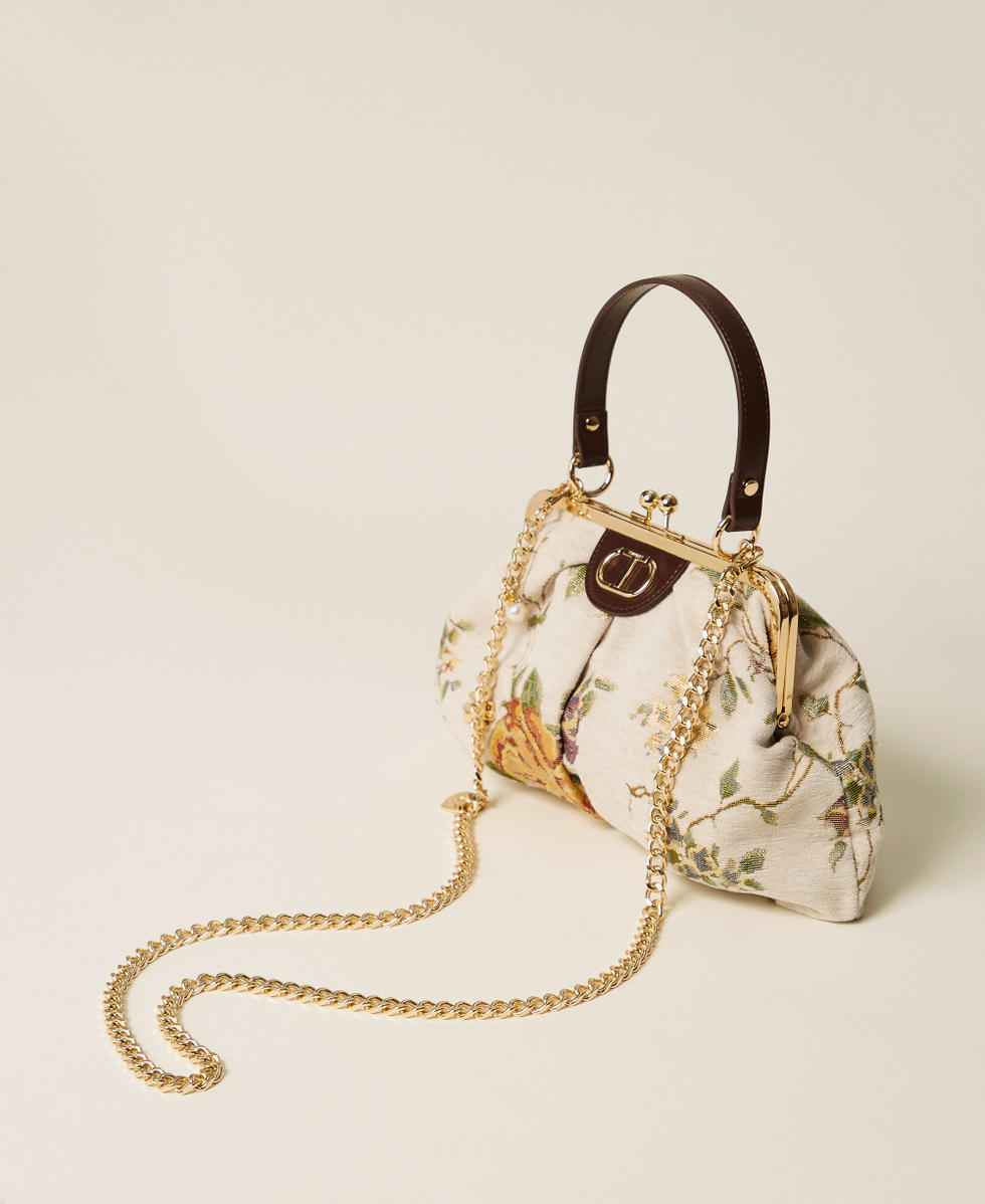Floral jacquard shoulder bag Mother-of-Pearl Jacquard Brocade Woman 252TD8320_12960_02