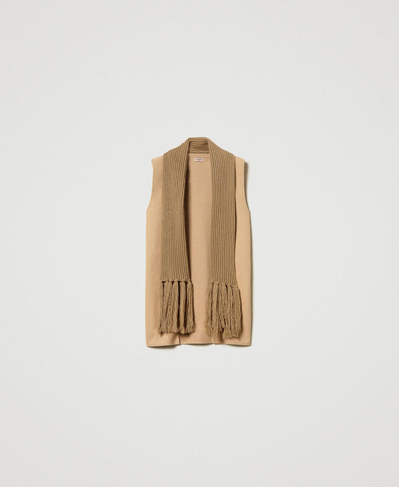 Chaleco de pa&ntilde;o con flecos Marr&oacute;n &laquo;Sandy Brown&raquo; Mujer 242TO5381_11754_S0