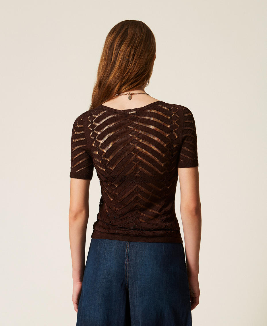 Pull ajust&eacute; &agrave; chevrons Coffee Liqueur Femme 261TT3101_12110_04