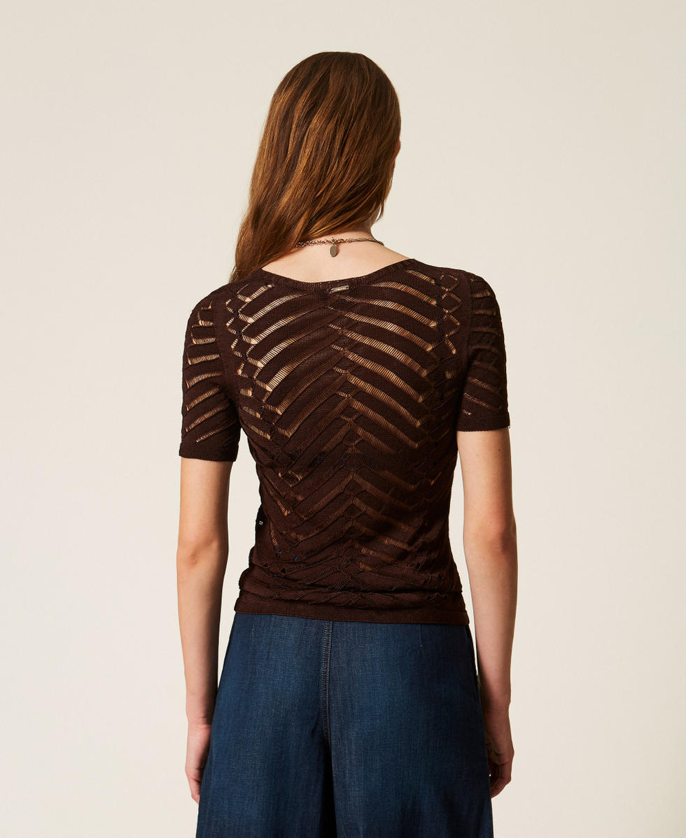 Figurbetonter Pullover mit Zickzack-Muster Coffee Liqueur Frau 261TT3101_12110_04