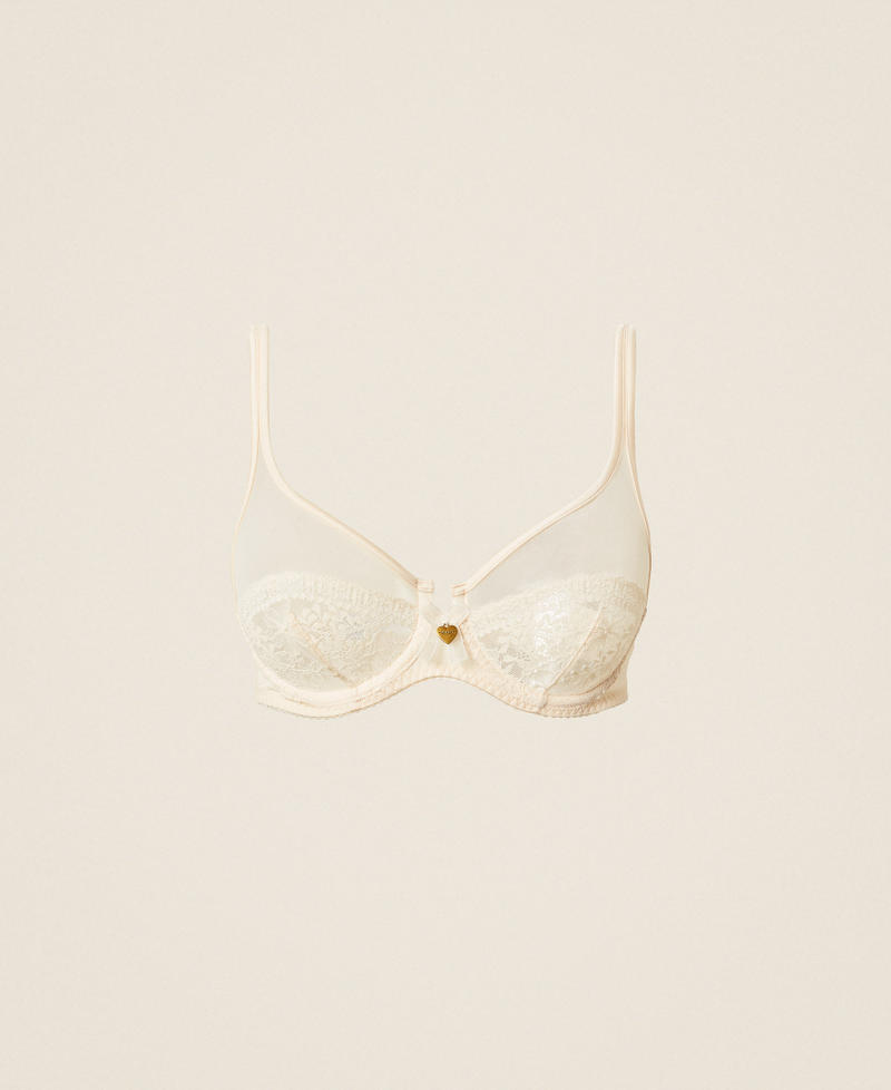 Reggiseno con ferretto in pizzo e tulle Beige "Sandshell" Donna 252LI6B55_12539_S0