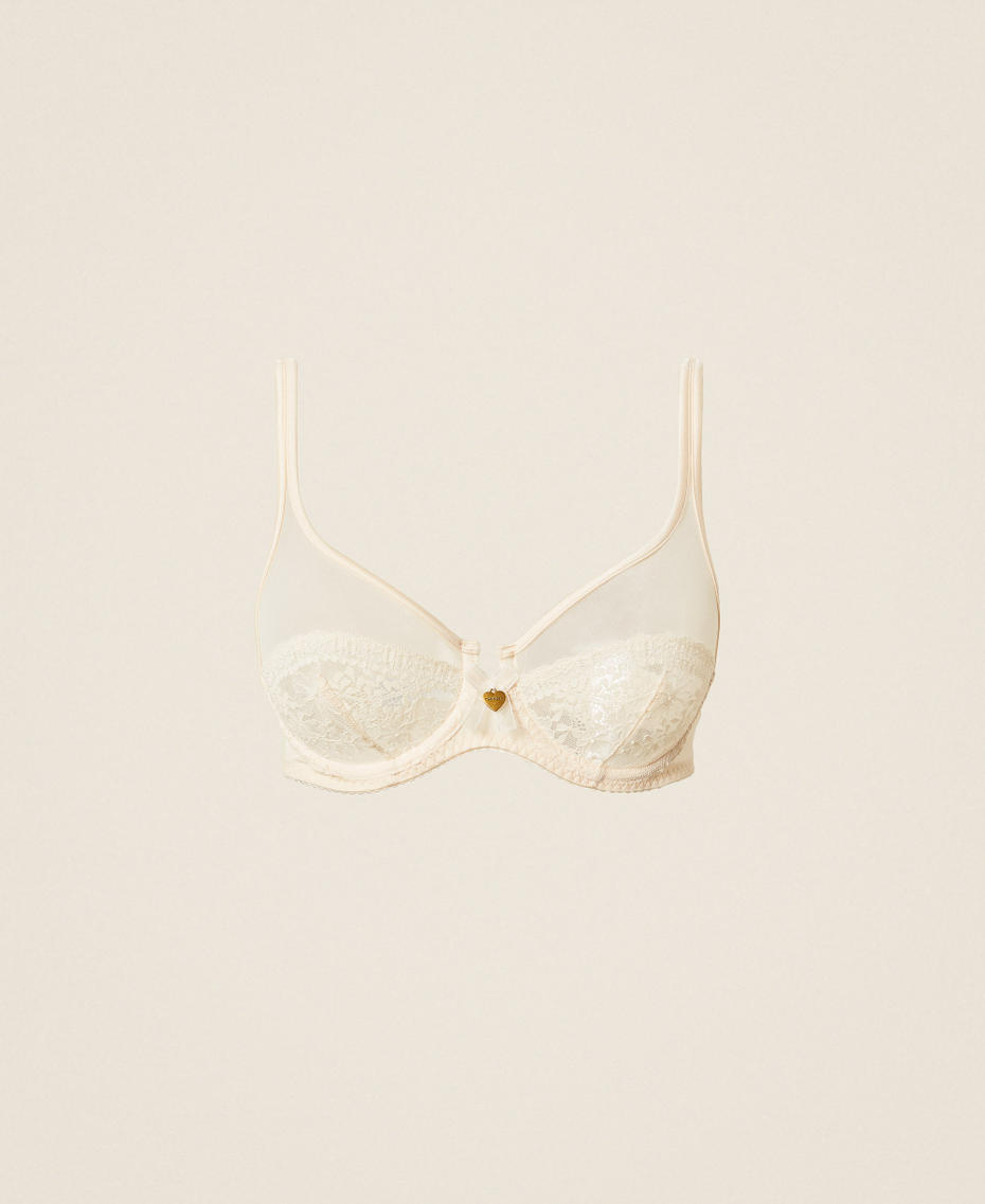 Reggiseno con ferretto in pizzo e tulle Beige "Sandshell" Donna 252LI6B55_12539_S0