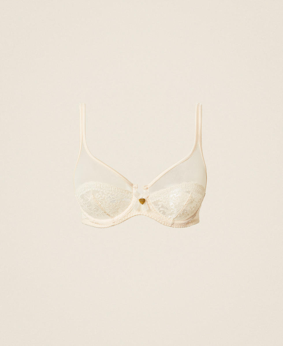 Reggiseno con ferretto in pizzo e tulle Beige "Sandshell" Donna 252LI6B55_12539_S0