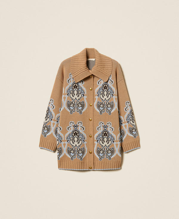 Jacquard-Cardigan aus Wollmischgarn