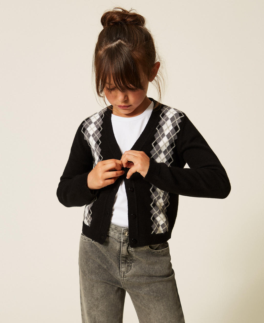 Cardigan en maille avec losanges