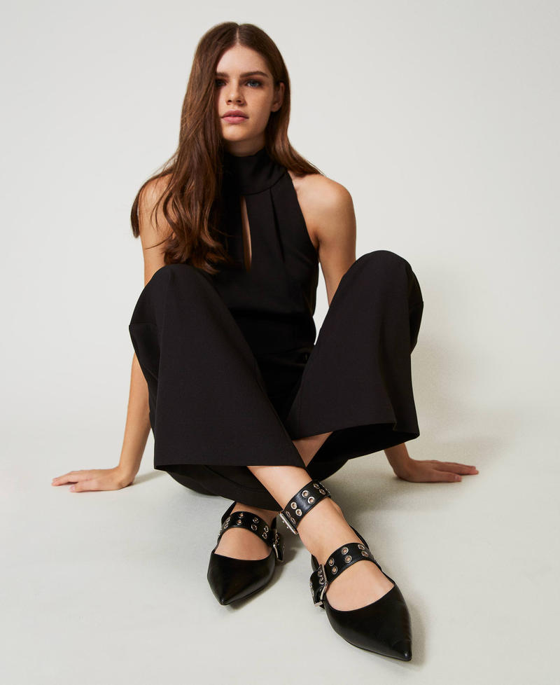 Ballerina shoes with straps Black Woman 242ACP024_00006_0S