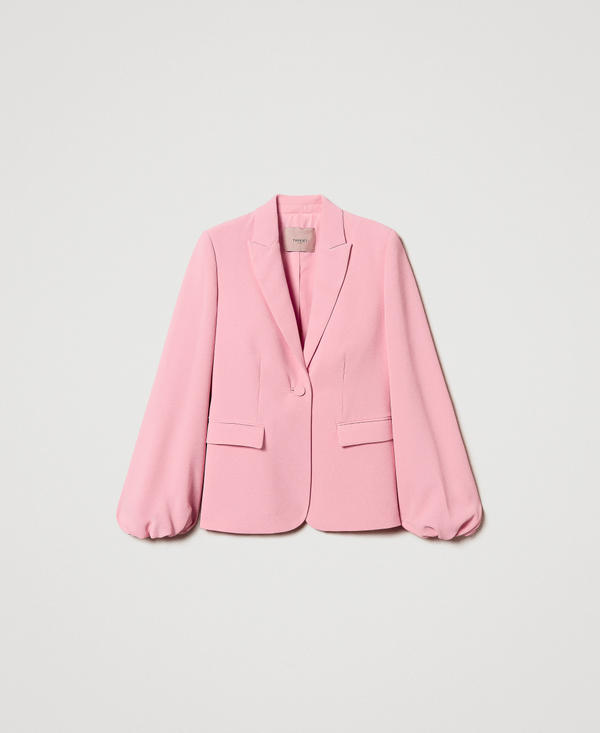 Crêpe jacket with gathered sleeves