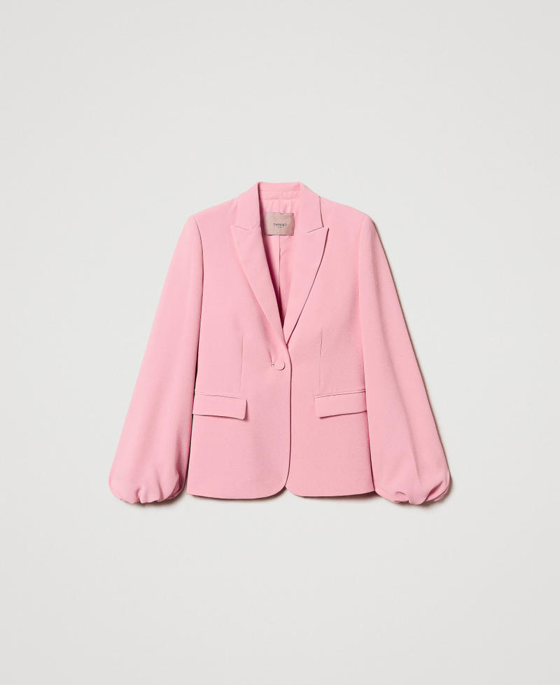 Crêpe jacket with gathered sleeves Peach Woman 251TP2320_12142_0S