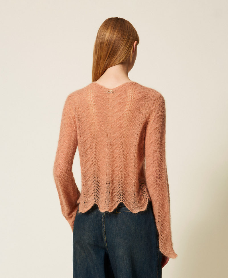 Pull en mohair mélangé avec festons Marron « Toasted Nut » Femme 252TP3524_12606_03