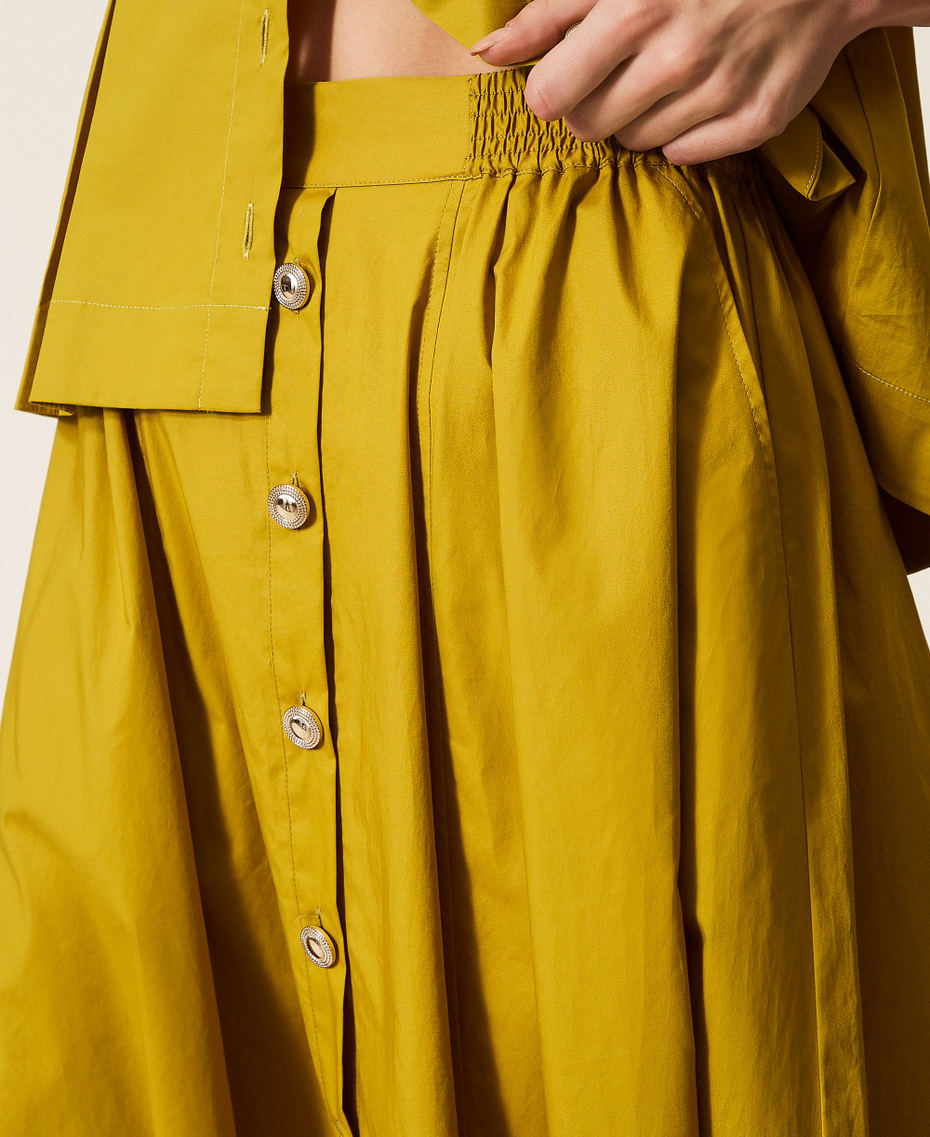 Gonna lunga in popeline con bottoni Verde "Avocado Oil" Donna 261TT2235_12117_04