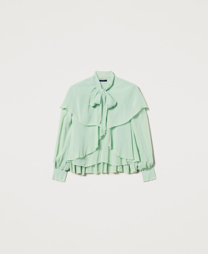 Georgette blouse with flounces Mint Woman 251TP2742_12080_S0