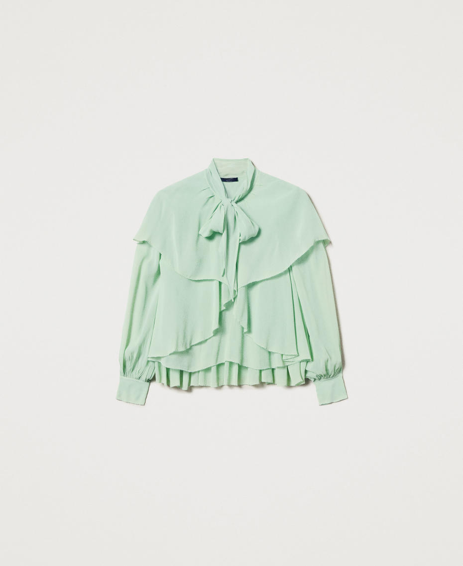 Georgette blouse with flounces Mint Woman 251TP2742_12080_S0