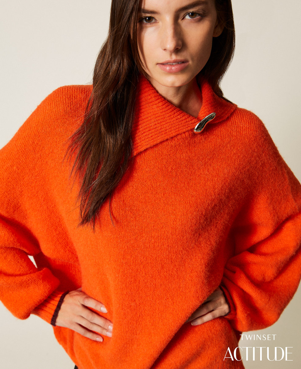 Pull col montant avec broche