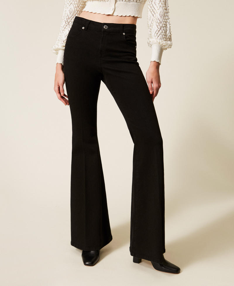 Cotton bull flared trousers Black Woman 261TP2680_00006_04