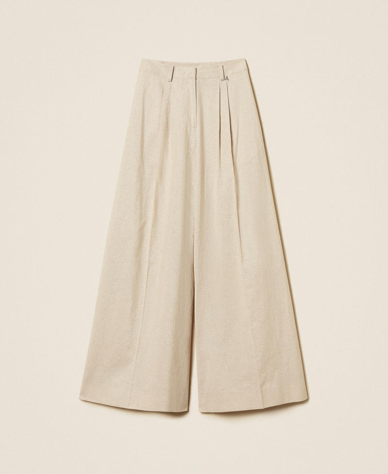 Linen blend trousers with lurex Cashew Beige Lurex Woman 261AT2073_13460_S0