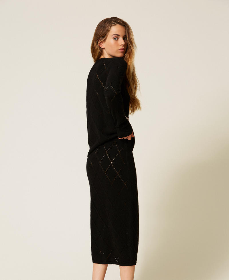 Midirock aus Treeblend-Garn Schwarz Frau 252TP3342_00006_03