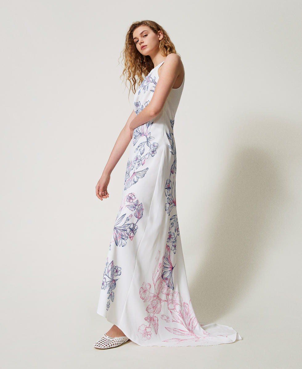 Robe longue MYFO en cr&ecirc;pe de Chine Sp&eacute;cial Fleurs Femme 251AQ2131_12503_02