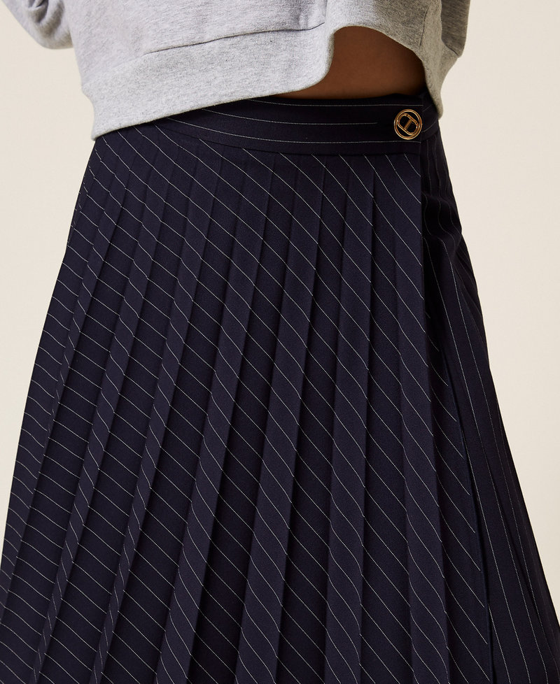 Pinstripe midi wrap-around skirt Classic Blue/Off White Stripe Girl 252GJ2043_12713_04