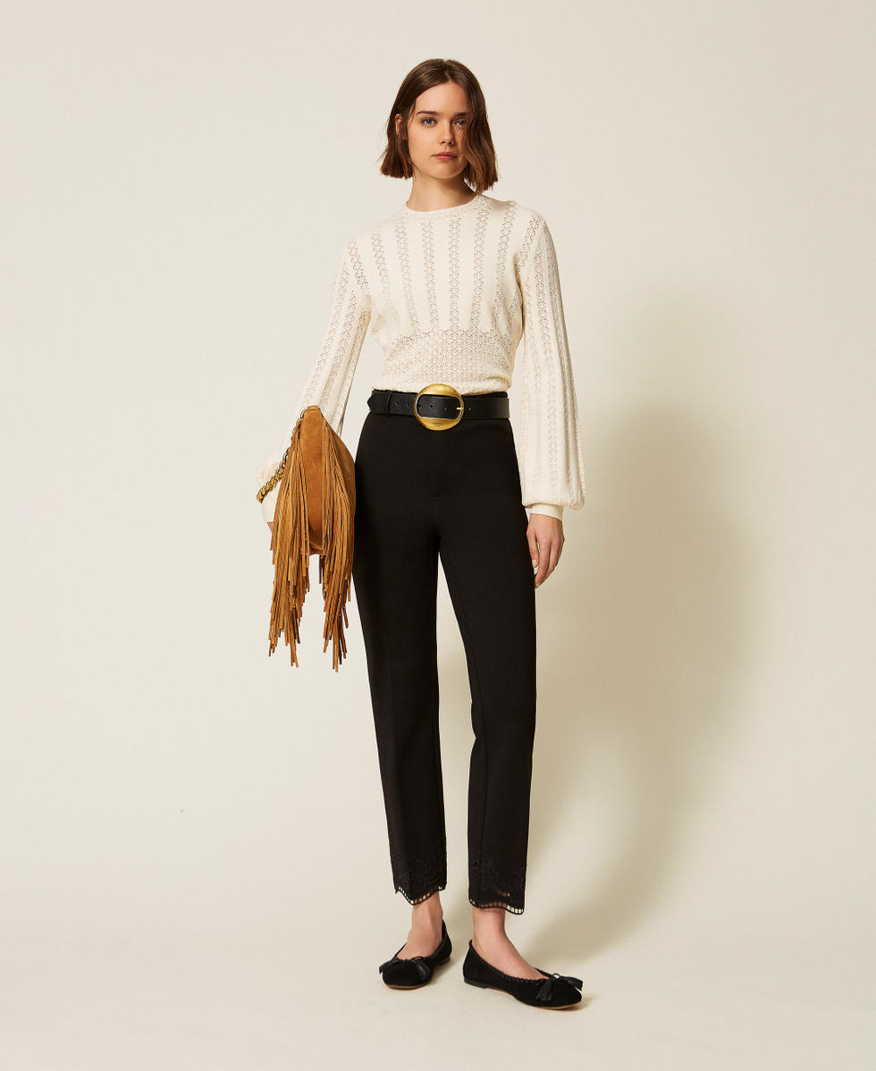 Crew neck punched knit jumper Mother Of Pearl Woman 262TP3124_00059_T0