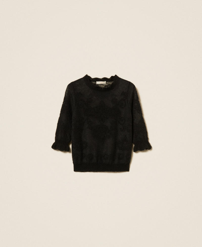 Jacquard alpaca blend jumper Black Woman 262TP3341_00006_S0