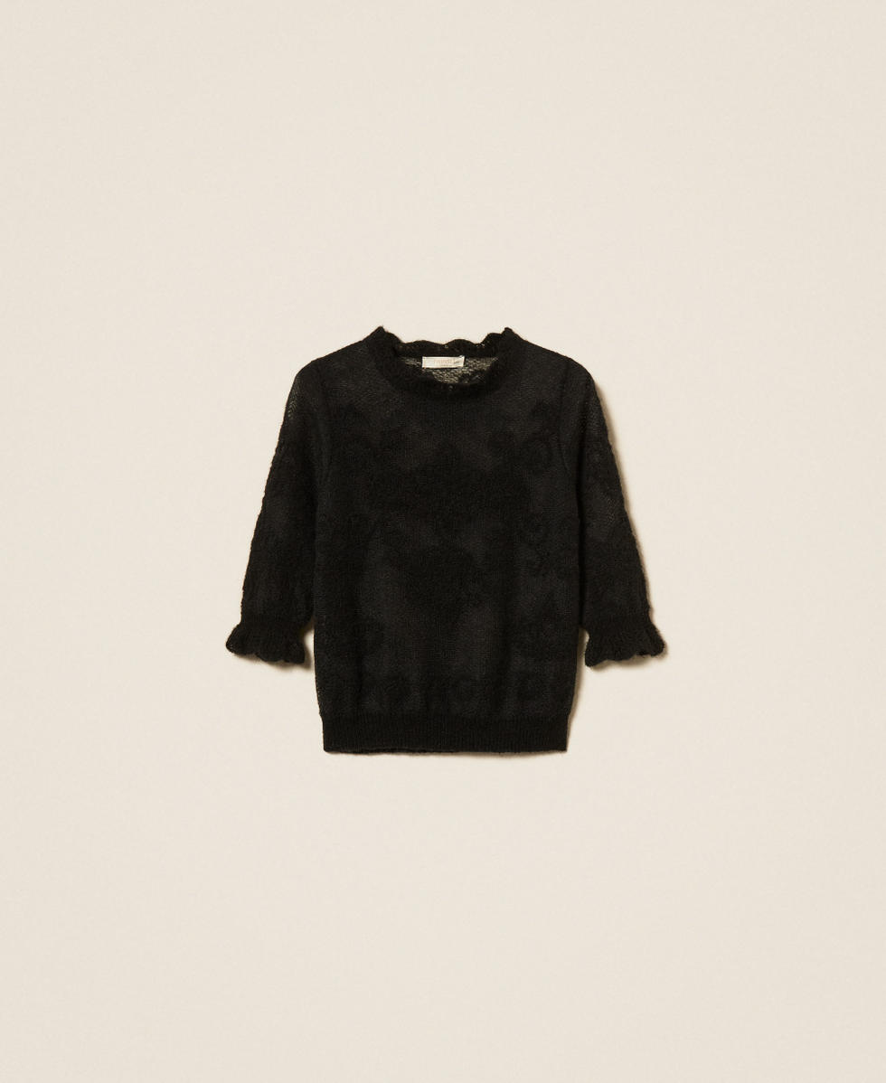 Jacquard alpaca blend jumper Black Woman 262TP3341_00006_S0