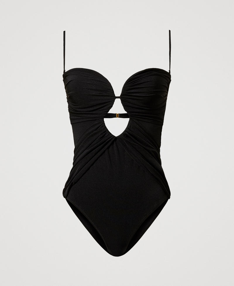 One-piece ruched swimsuit with cut-out Black Woman 251LBMCZZ_00006_S0