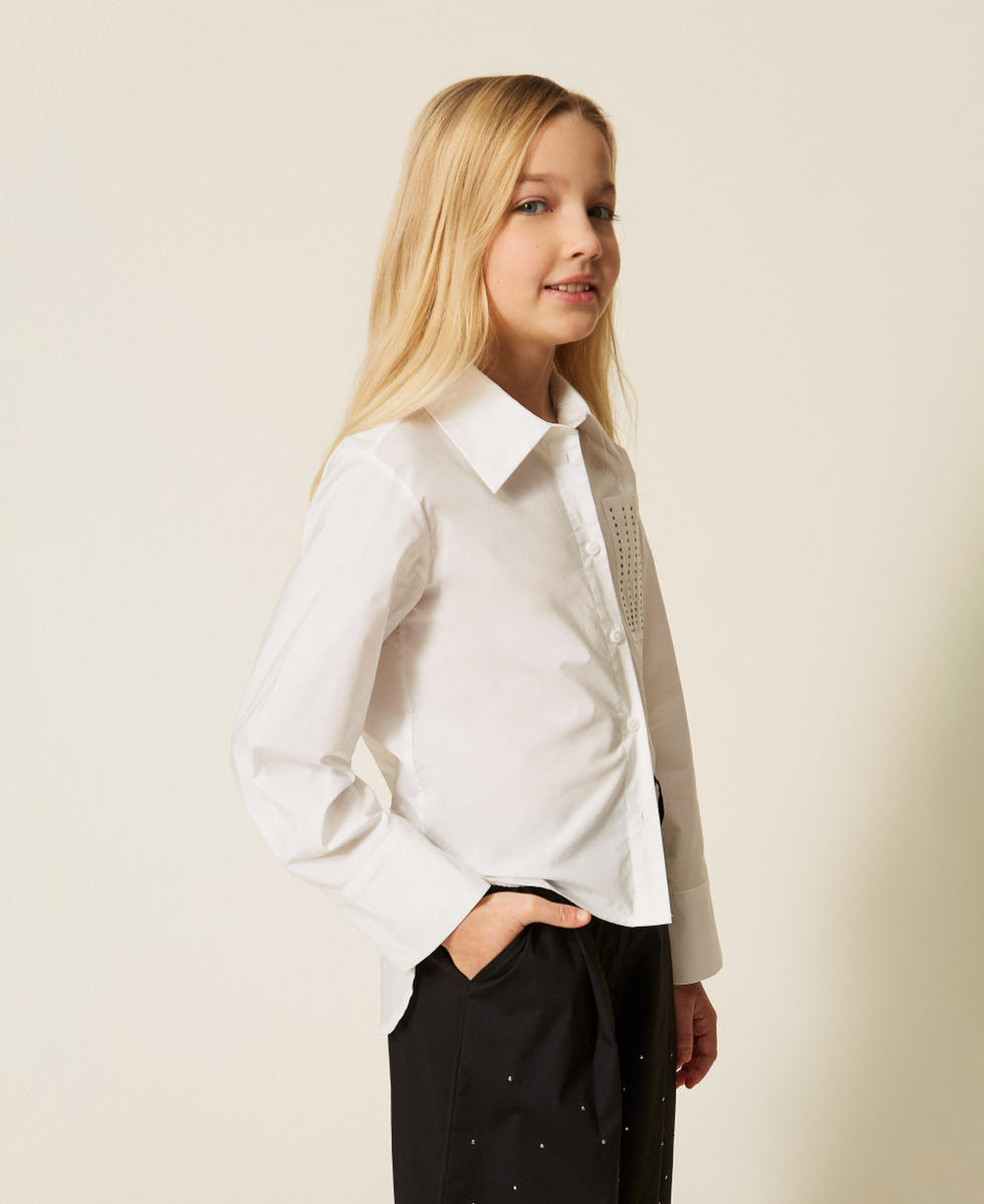 Camicia in popeline con borchie Off White Bambina 261GJ2018_00526_02
