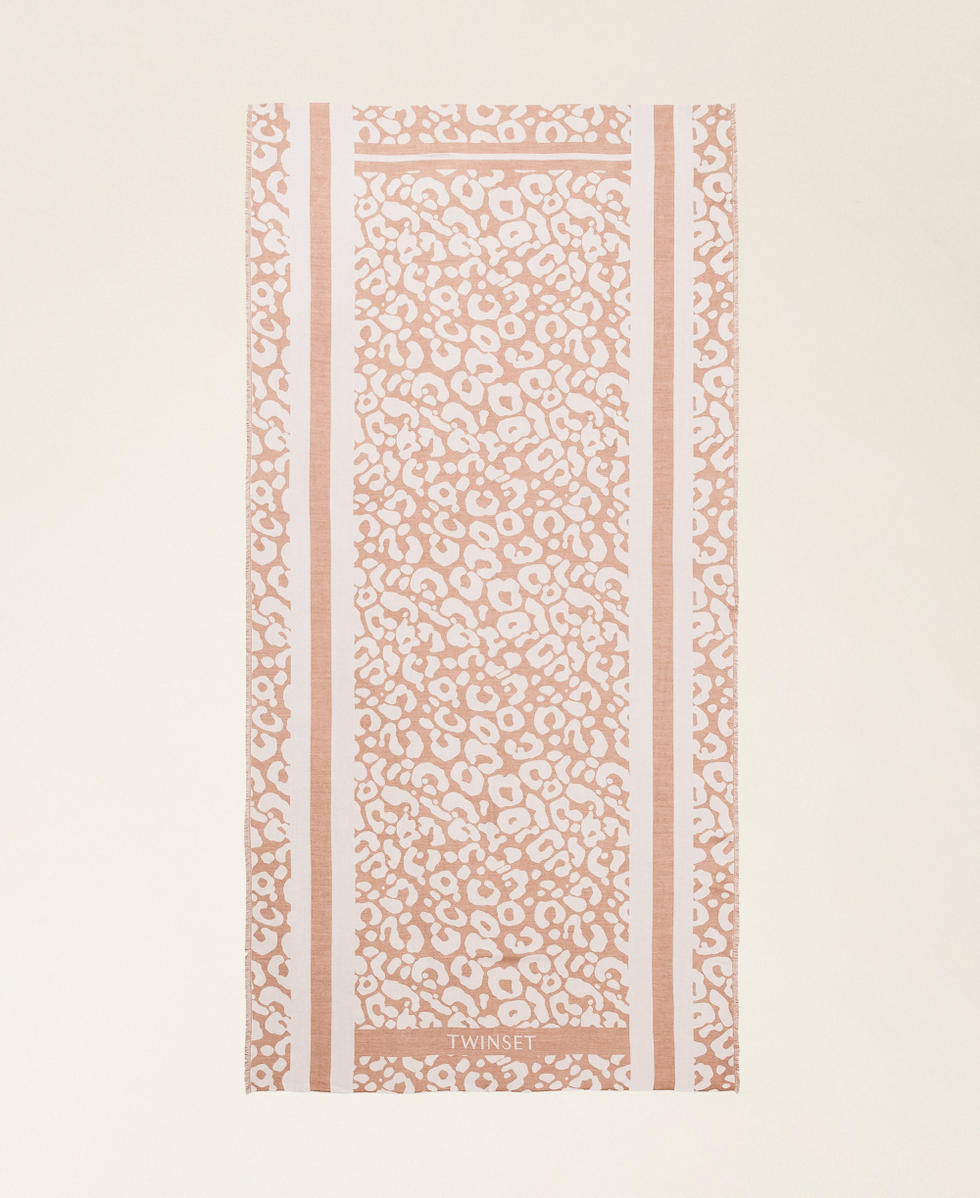 Jacquard animal print stole Land Brown Woman 252TA4320_12605_05