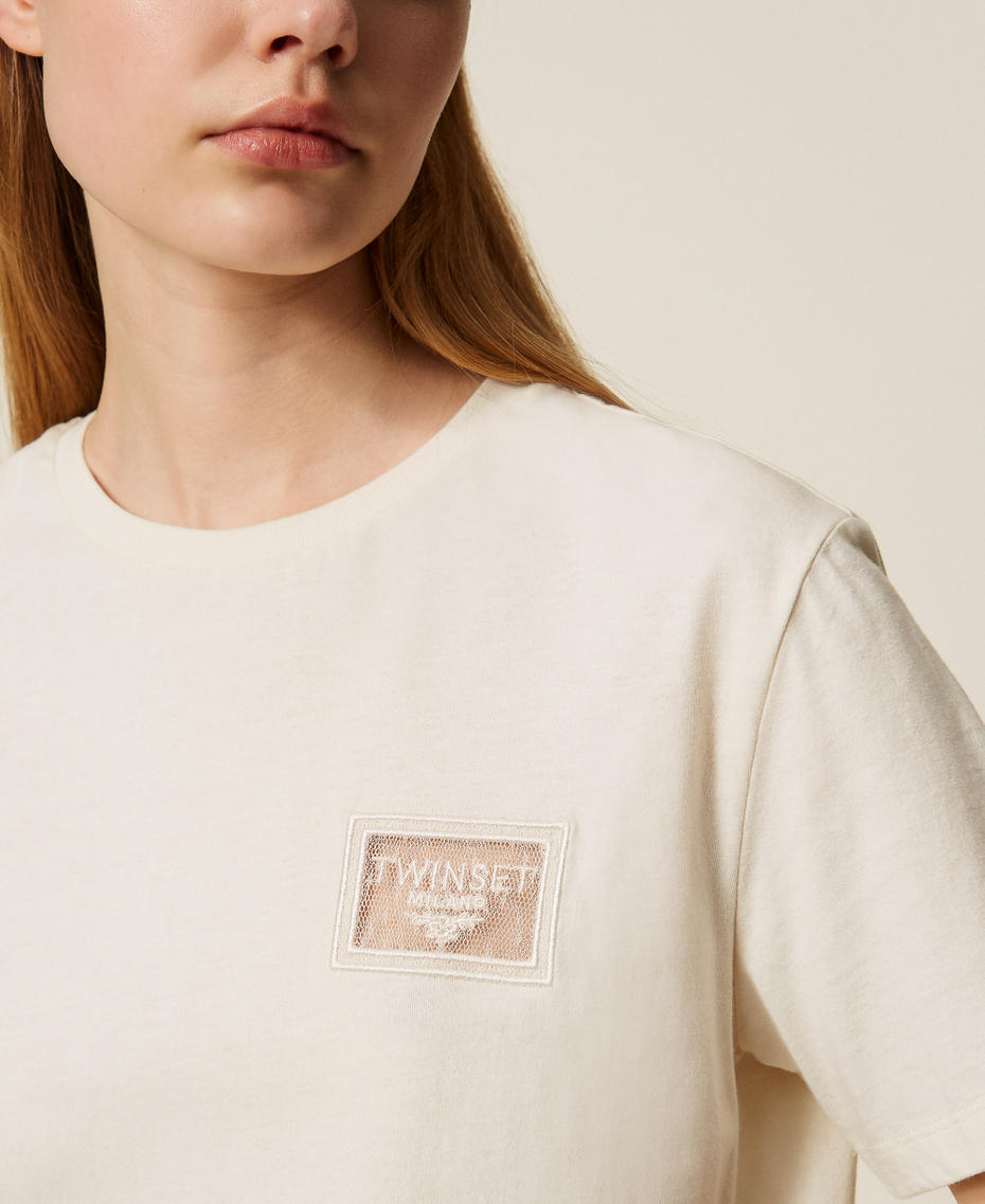 Regular T-shirt with embroidery and logo Mother Of Pearl Woman 252TP2051_00059_04