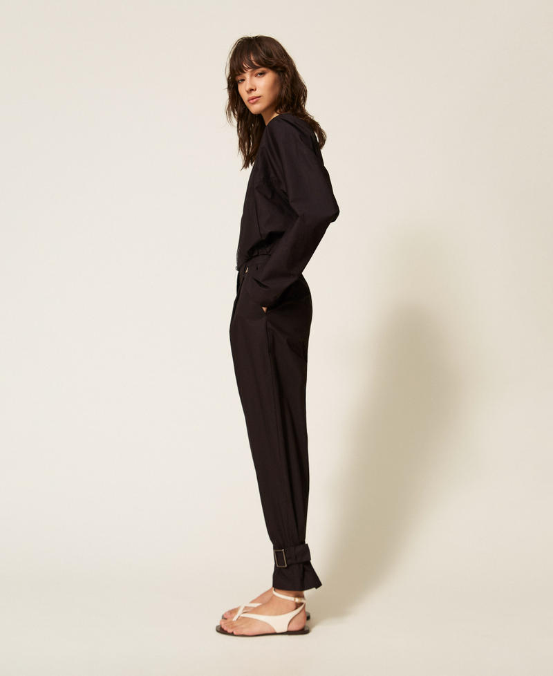 Recycled poplin trousers Black Woman 261AP208C_00006_02