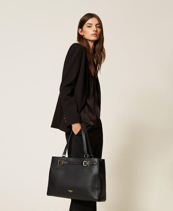 Shopper bag with buckles