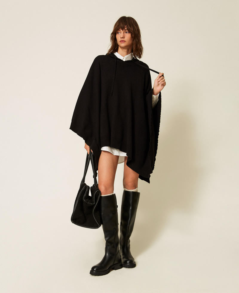 Knit cape with logo Black Woman 262LI3NEE_00006_01