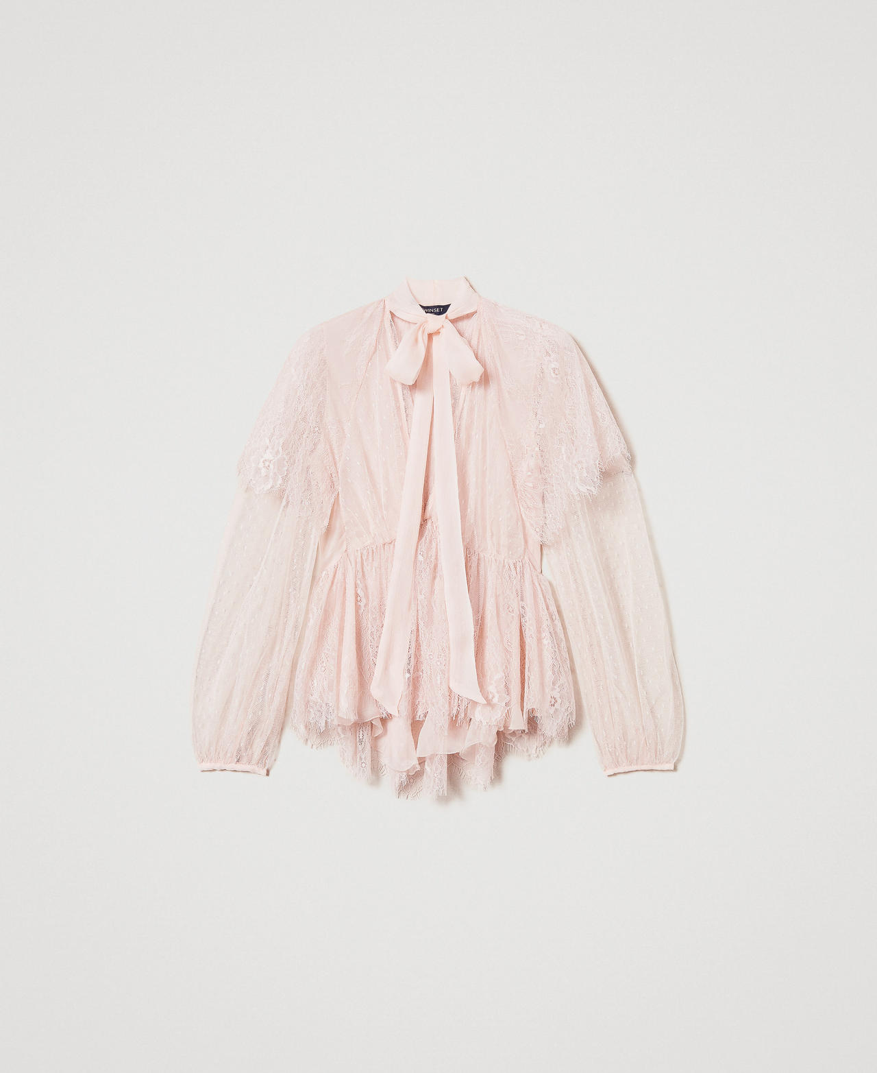 Blouse en dentelle et tulle plumetis Pretty Pink Femme 251TS2094_12370_0S