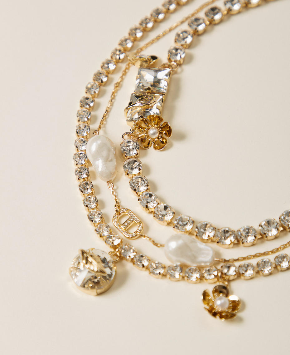 Choker with rhinestones and flowers New Gold Woman 252TA4280_10630_02