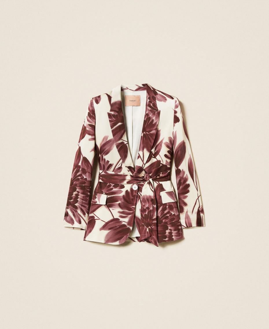 Giacca blazer con stampa a fiori Stampa Dahlia Winetasting / Old White Donna 252TP2700_12785_S0