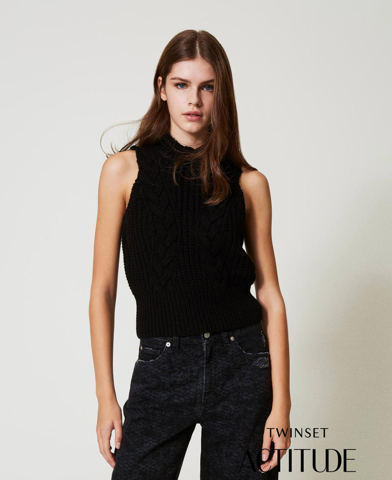 Rib and cable knit top