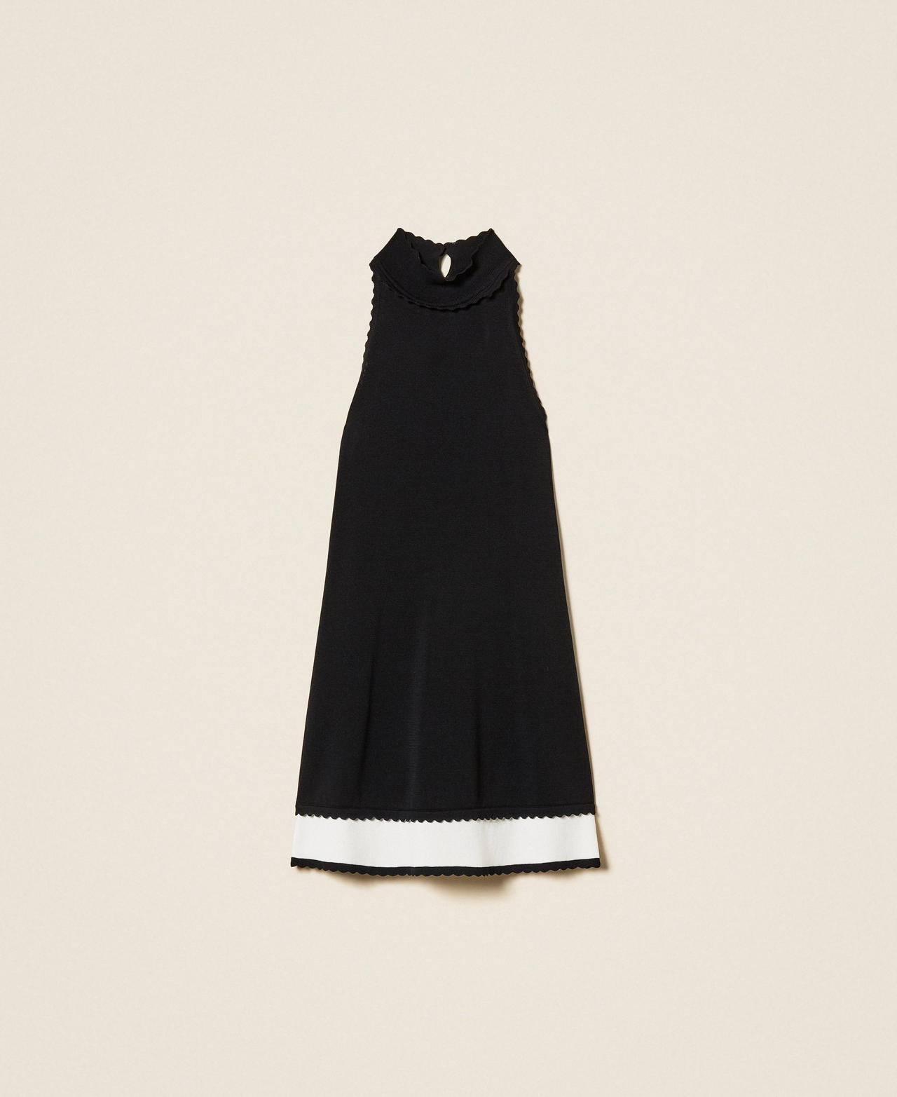 Vestido corto de punto bicolor Bicolor Negro / Blanco Nieve Mujer 261TP3374_12063_S0