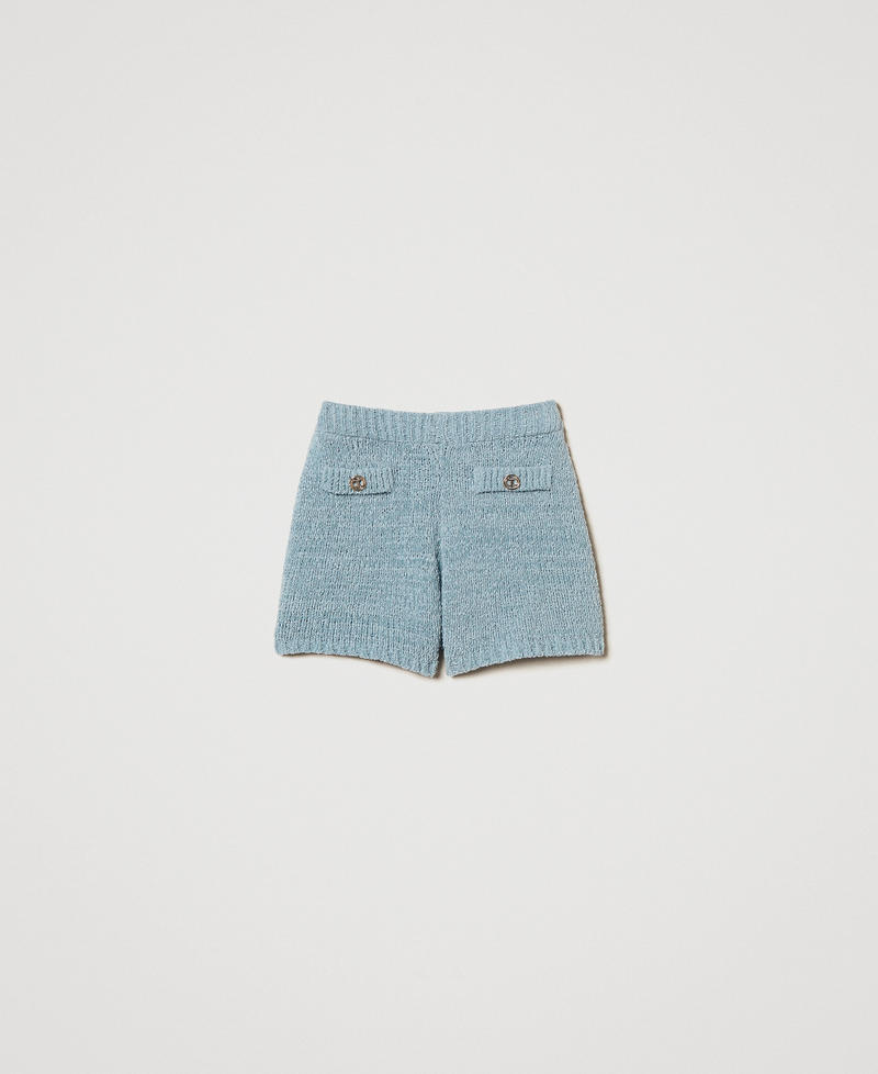 Knit shorts with Oval T buttons Dusty Blue Woman 251TP3441_00485_0S