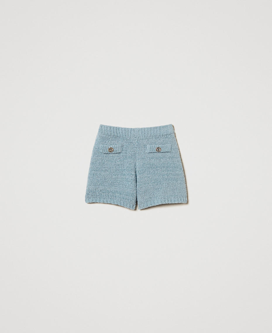 Knit shorts with Oval T buttons Dusty Blue Woman 251TP3441_00485_S0