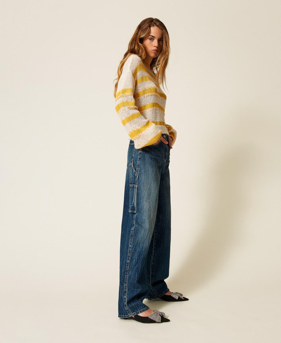 Wide-leg jeans with five pockets "Mid Denim" Blue Woman 252AP2421_01611_02