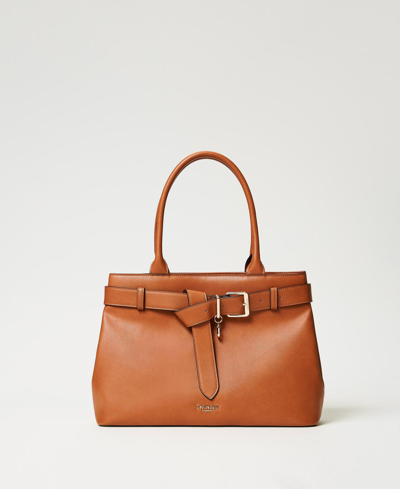 Voyage' shopper bag with decorative belt Woman, Brown