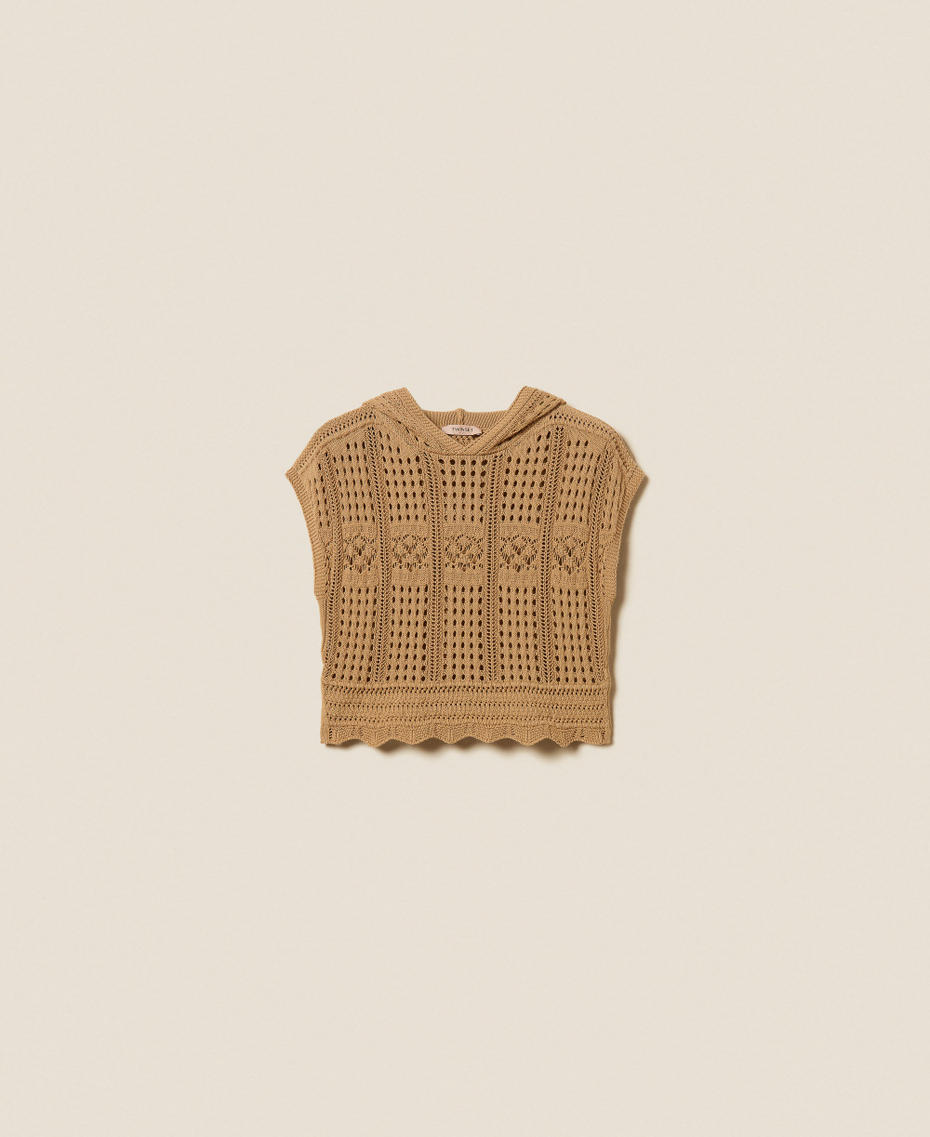 Pull &agrave; carreaux avec capuche Marron &laquo;&nbsp;Cork&nbsp;&raquo; Femme 261TT3261_13452_S0