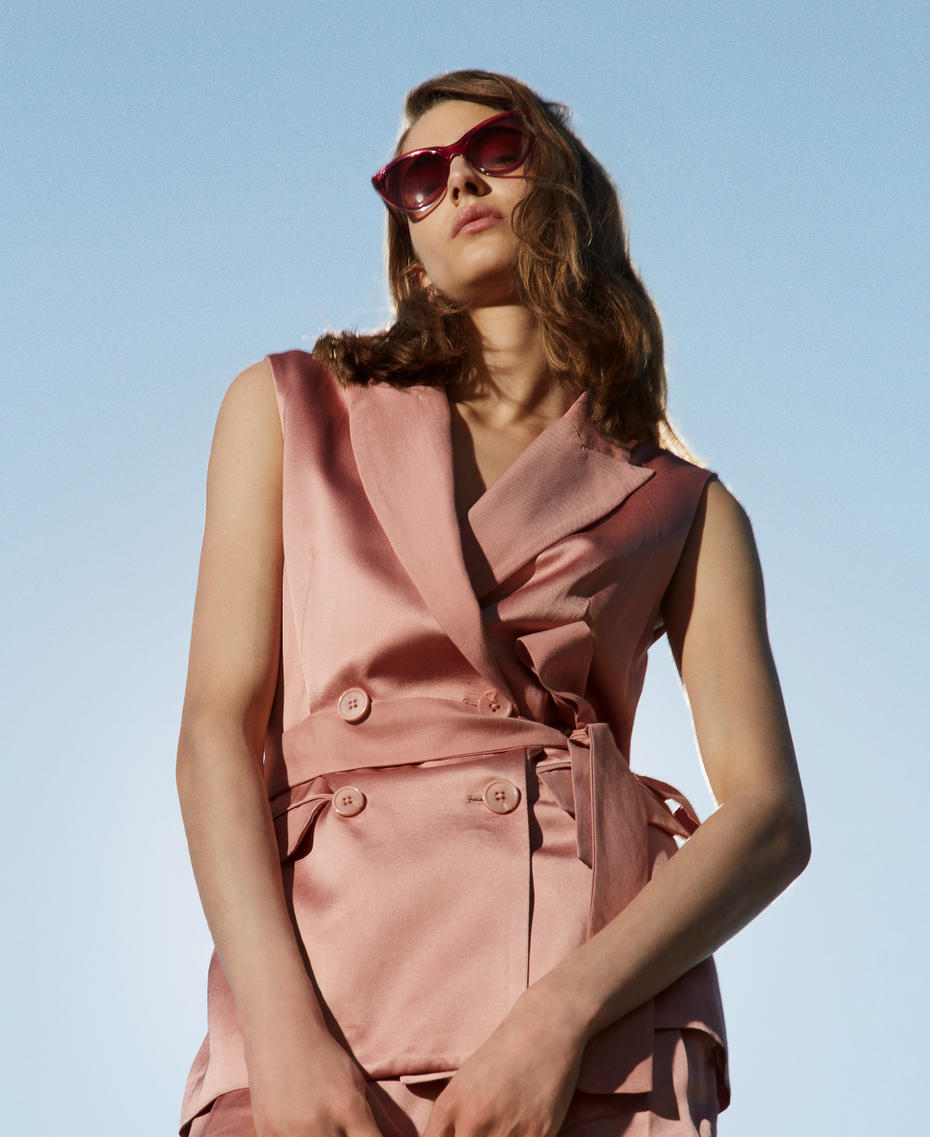 Envers satin waistcoat with belt Dusty Coral Woman 251TT2275_12364_PC