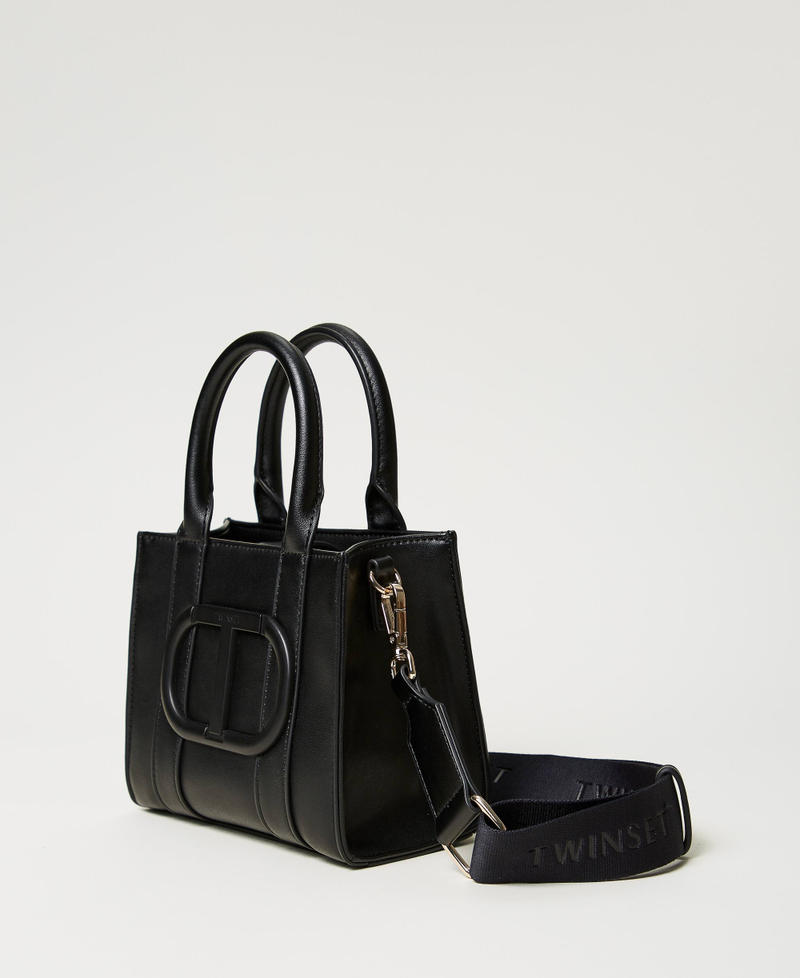 Bolso bandolera de efecto piel con Oval T Negro Niña 251GJ8013_00006_02