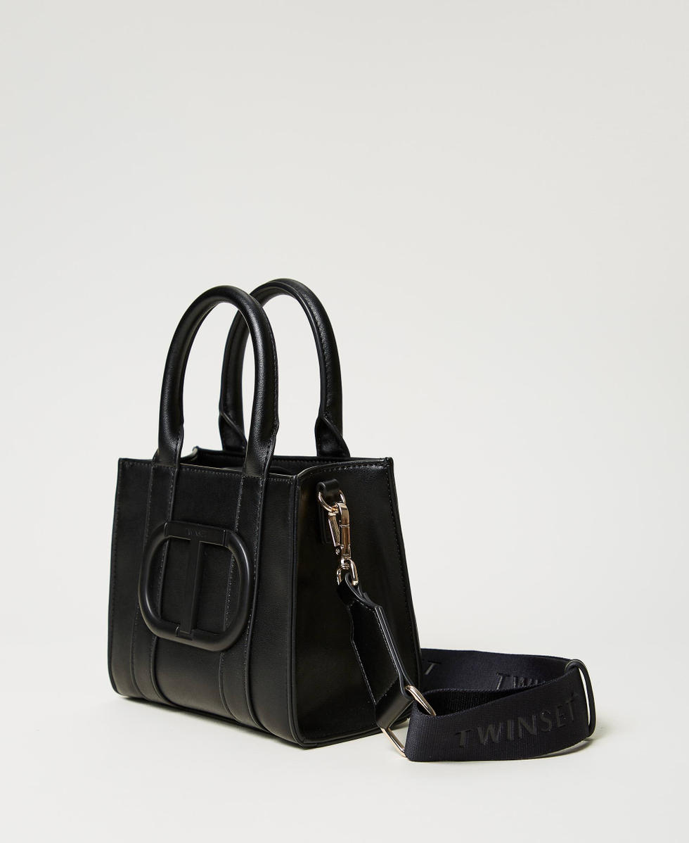 Torebka na ramię z ekologicznej skóry z detalem Oval T Dziewczynka