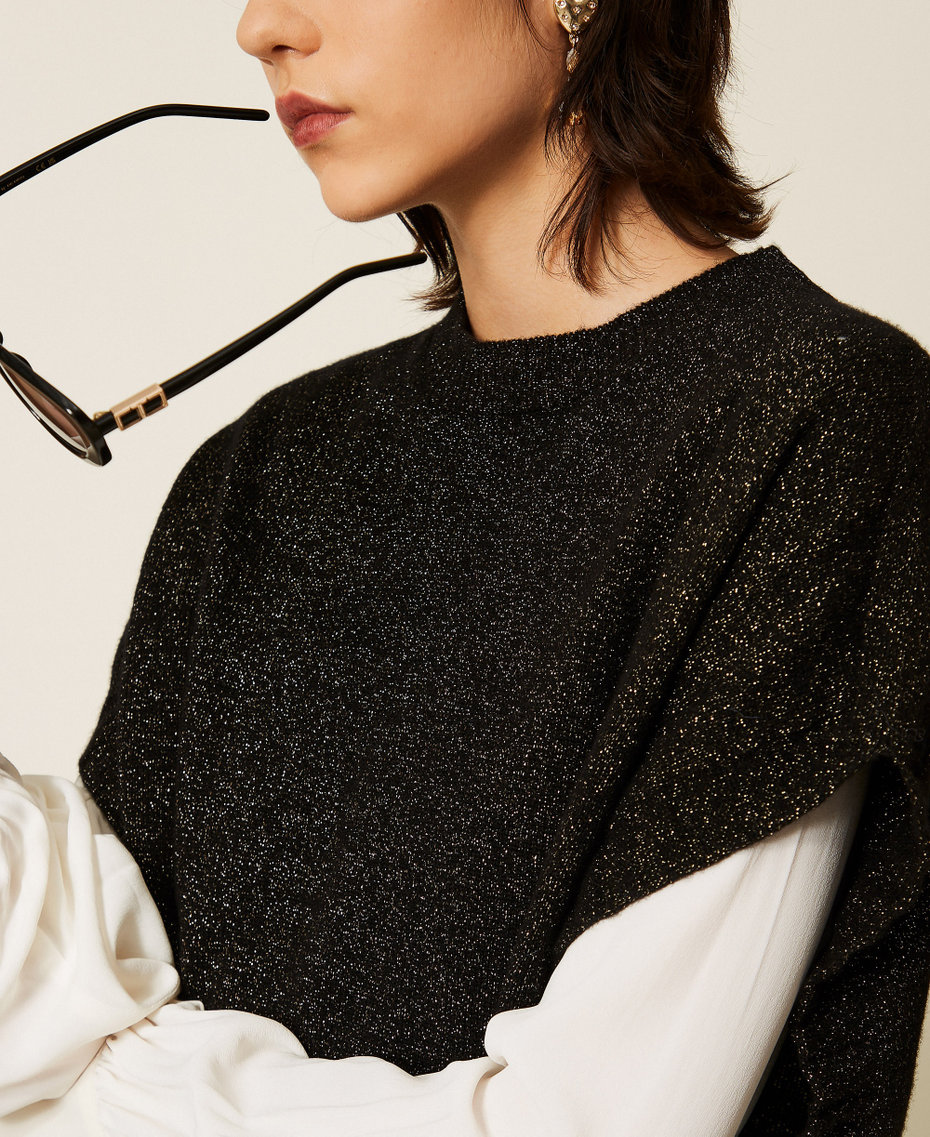 Wool and cashmere jumper with lurex Black/Gold Woman 262TP3510_13934_05