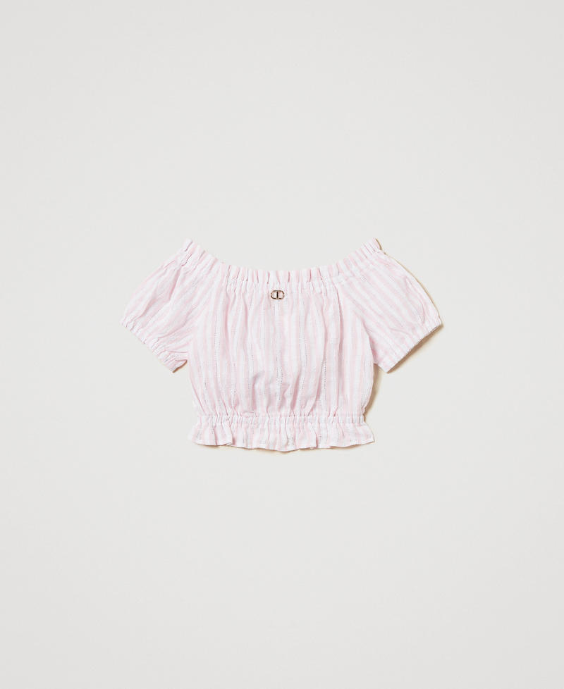Jacquard muslin cropped top Sweet Rose/Ice Stripes Girl 251GJ2474_12207_01
