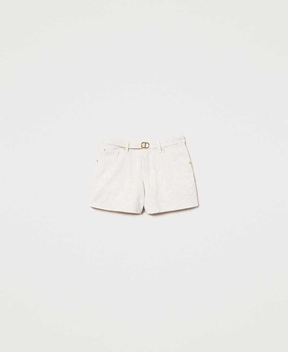 Shorts in bull a fiori Stampa Fiore Neve / Parchment Donna 251TT2205_12493_S0