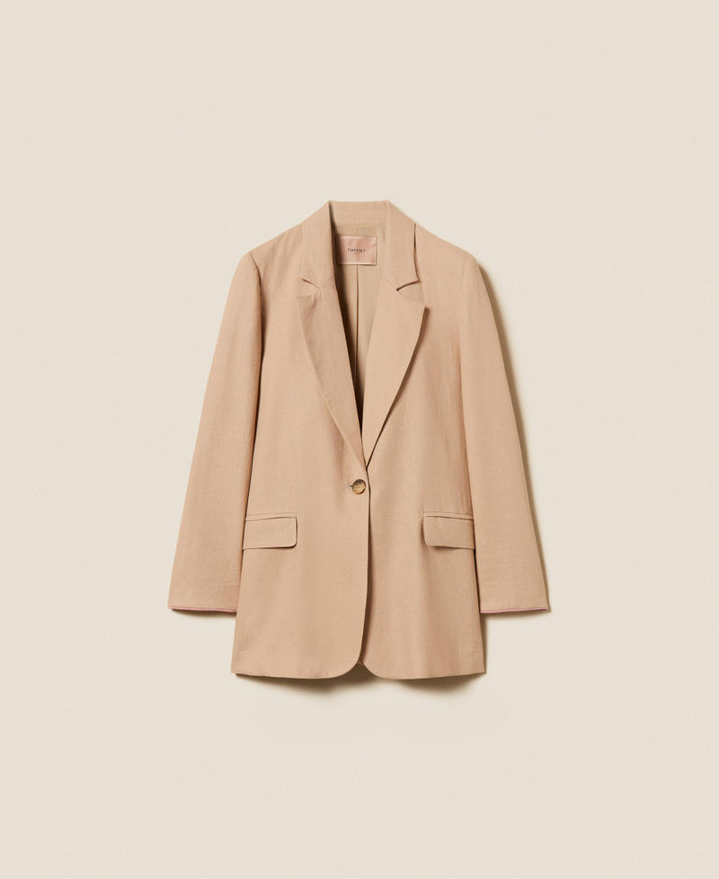 Blazer aus Leinenmischung Natural Beige Frau 261TF2020_12559_S0