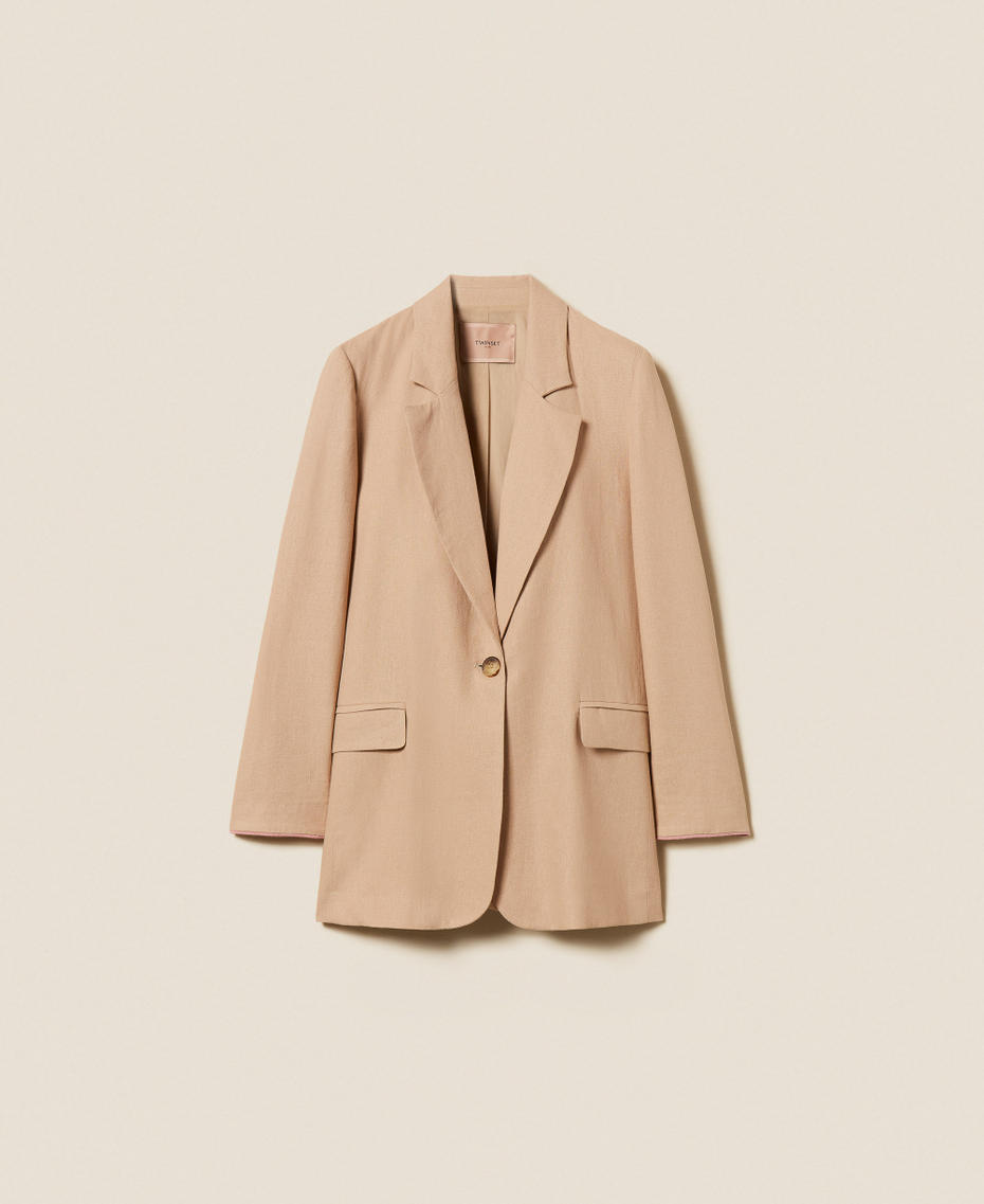 Blazer aus Leinenmischung Natural Beige Frau 261TF2020_12559_S0